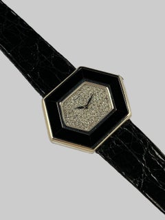 Piaget White Gold Onyx Pave Diamond Dial Manual Wind Wristwatch