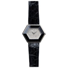 Piaget White Gold Onyx Pave Diamond Dial Manual Wind Wristwatch