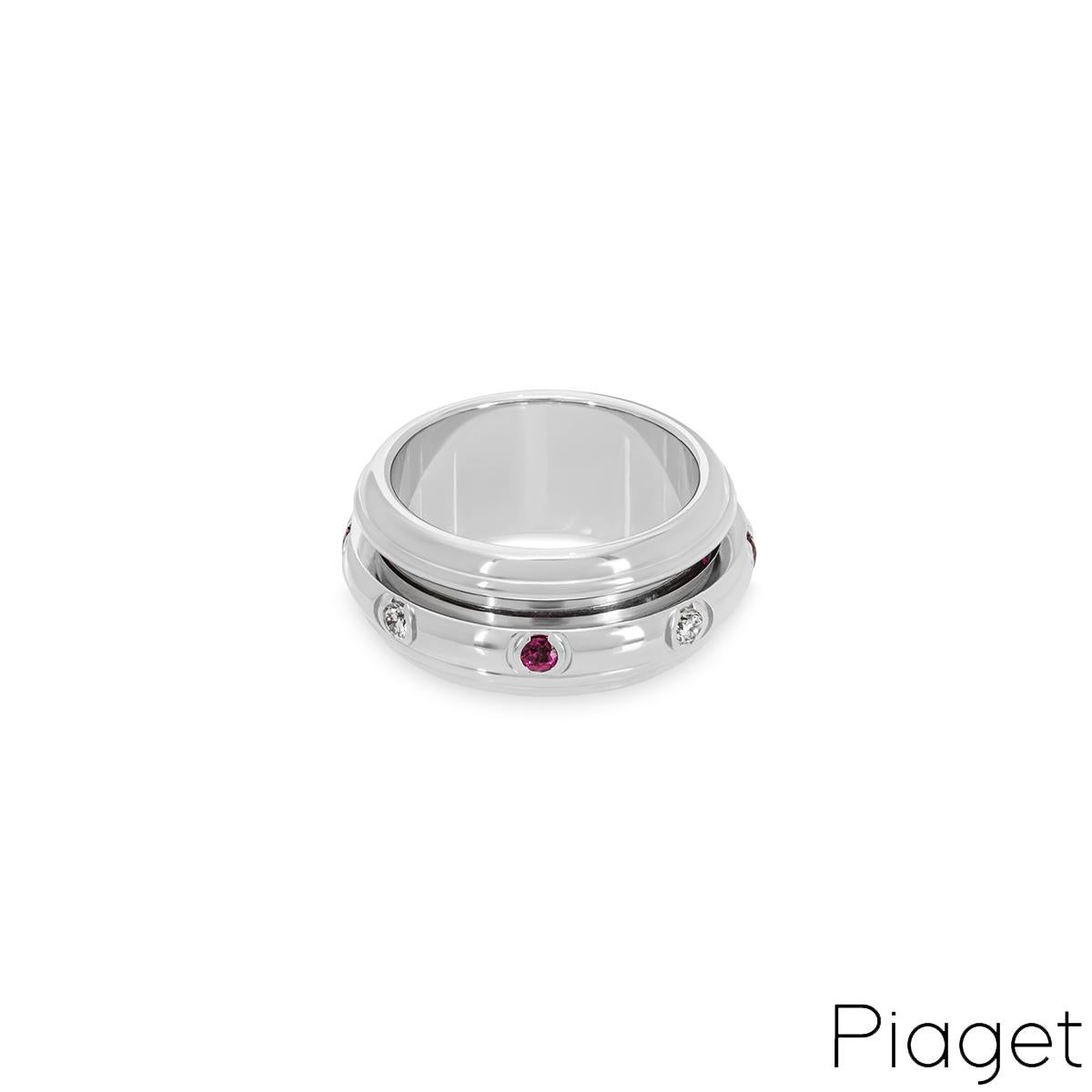 Round Cut Piaget White Gold Ruby & Diamond Possession Ring For Sale