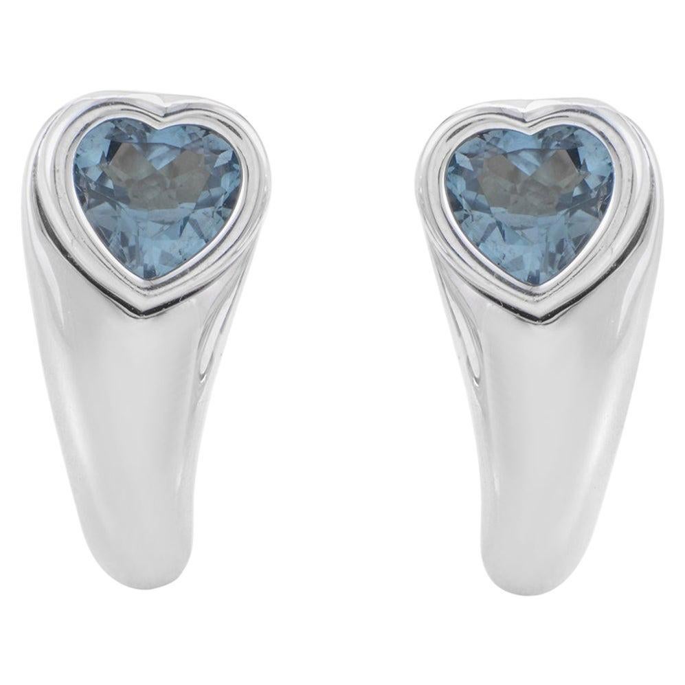 Piaget Women's 18 Karat White Gold Topaz Heart Earrings