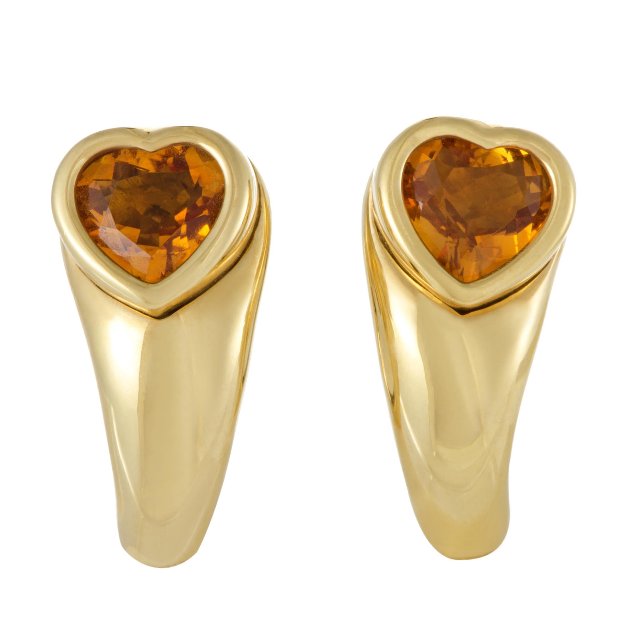 Piaget Women's 18 Karat Yellow Gold Citrine Heart Earrings 1