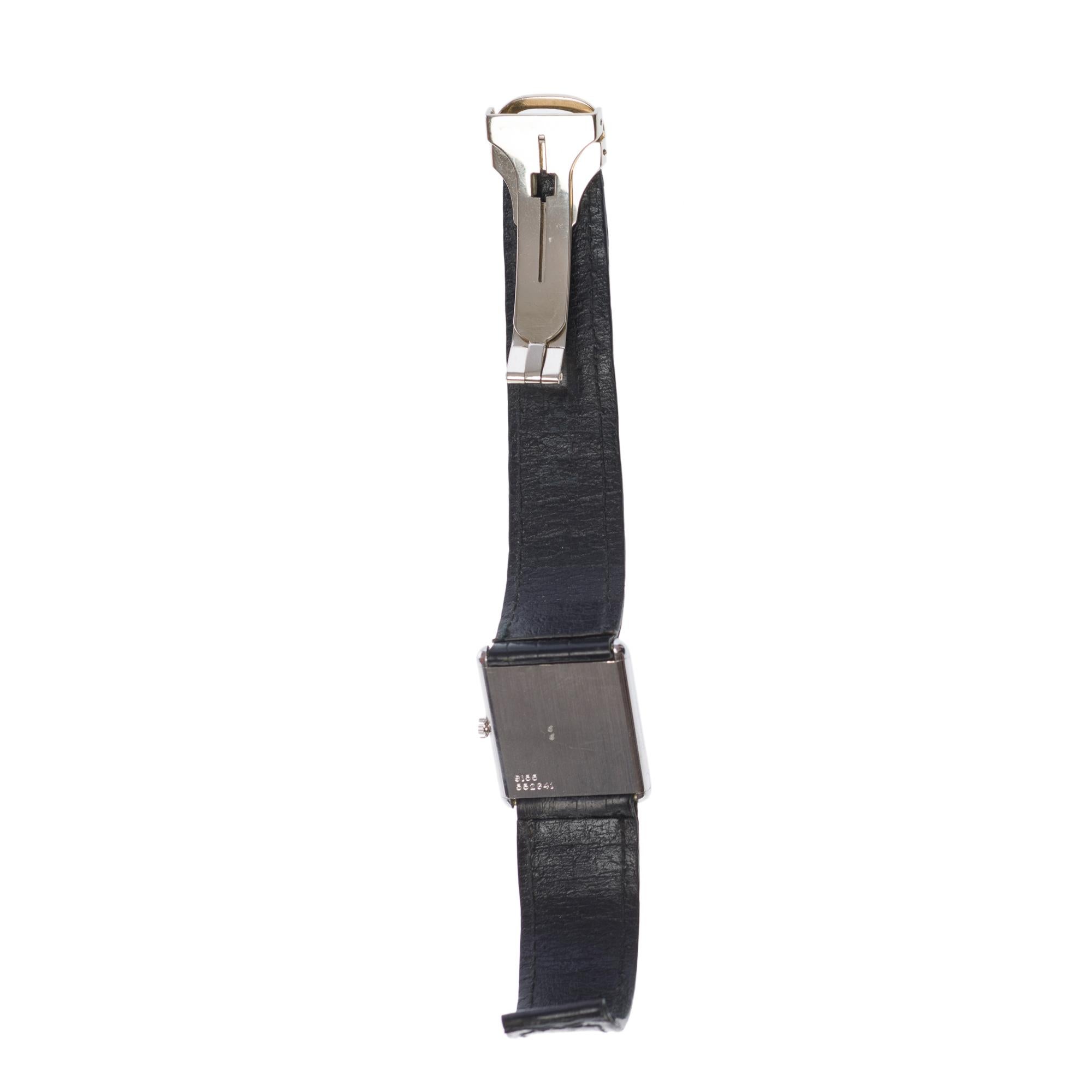 Post-War Piaget Wrist Watch in 18k white gold and black lacquered dial For Sale
