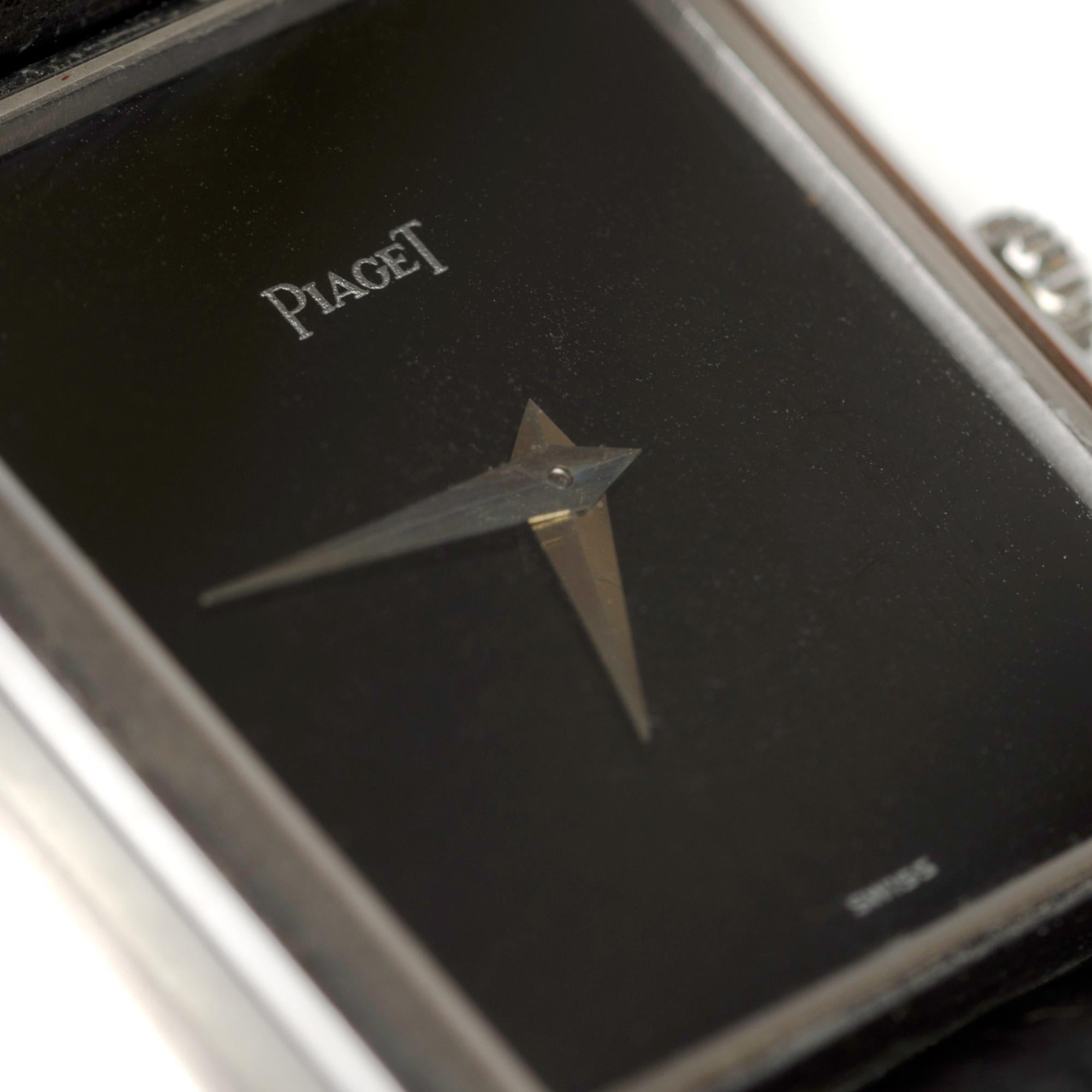 Piaget Wrist Watch in 18k white gold and black lacquered dial For Sale 1