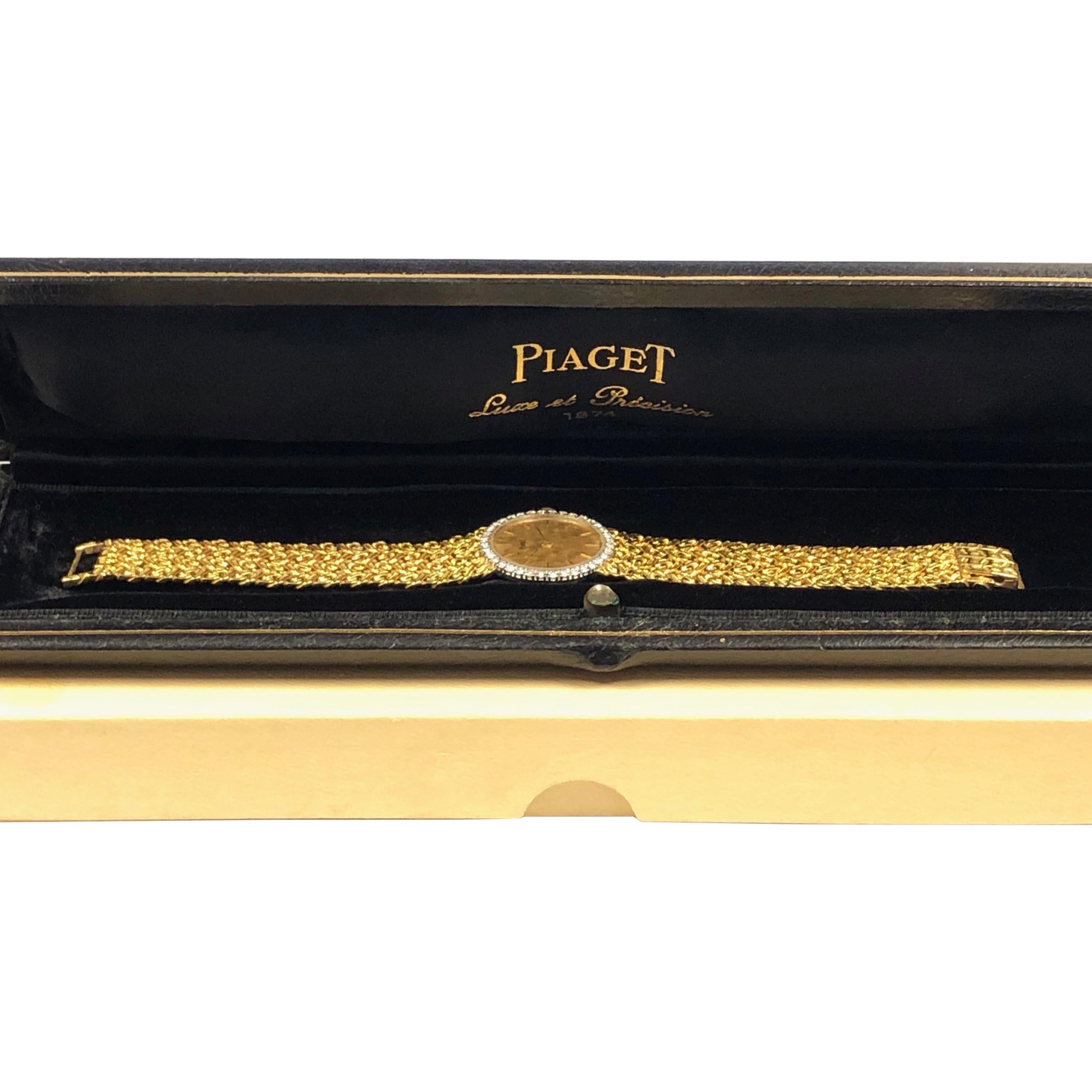 Piaget Yellow Gold and Diamond Ladies Mechanical 1970s Wristwatch 3