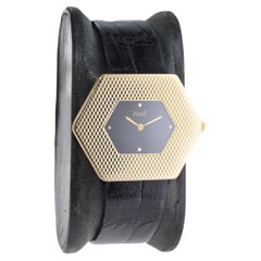 Piaget Yellow Gold Asymmetrical Hobnail Bezel Dress Watch circa 1970's