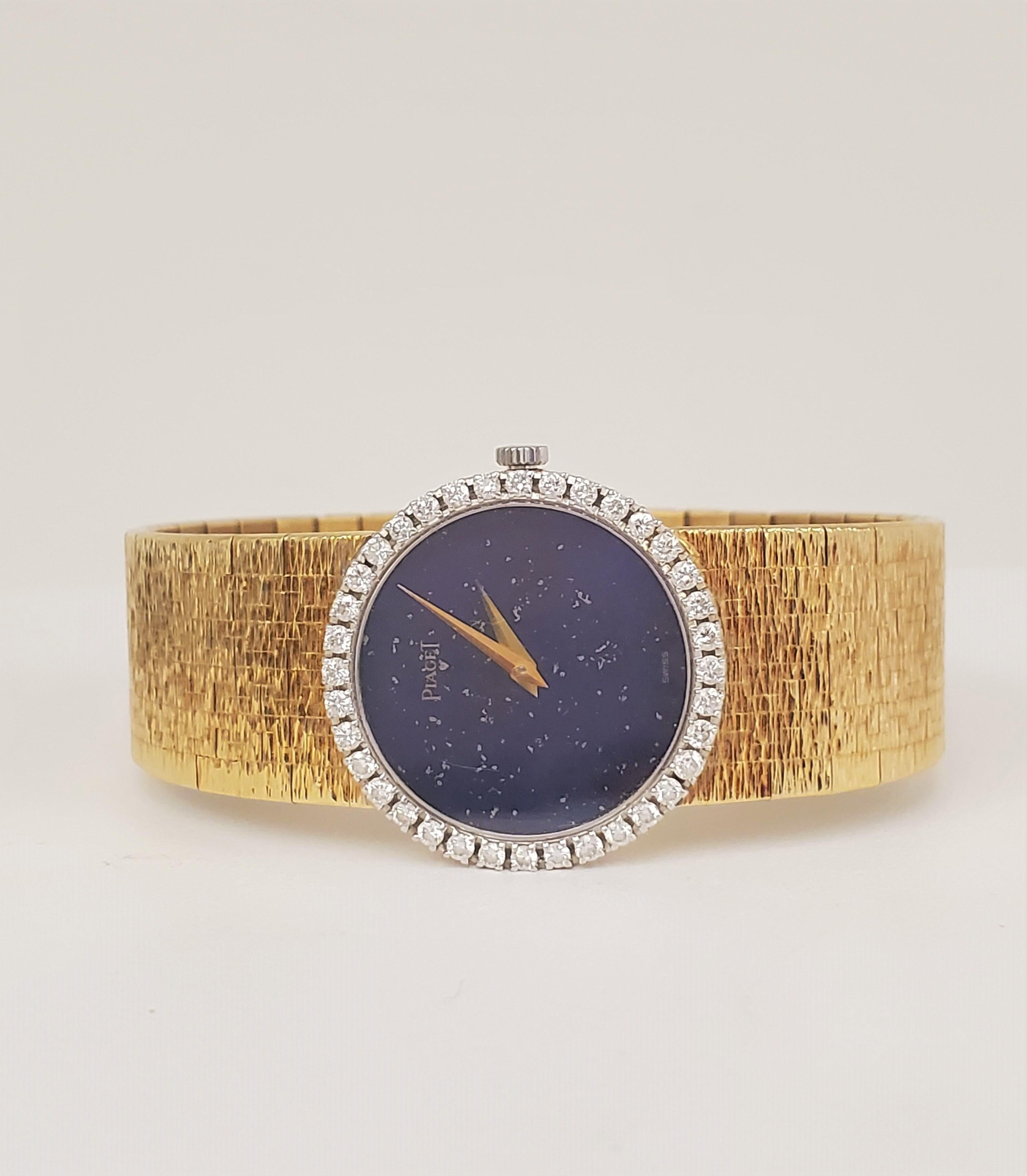 Piaget Yellow Gold Diamond and Lapis Dial Watch 6