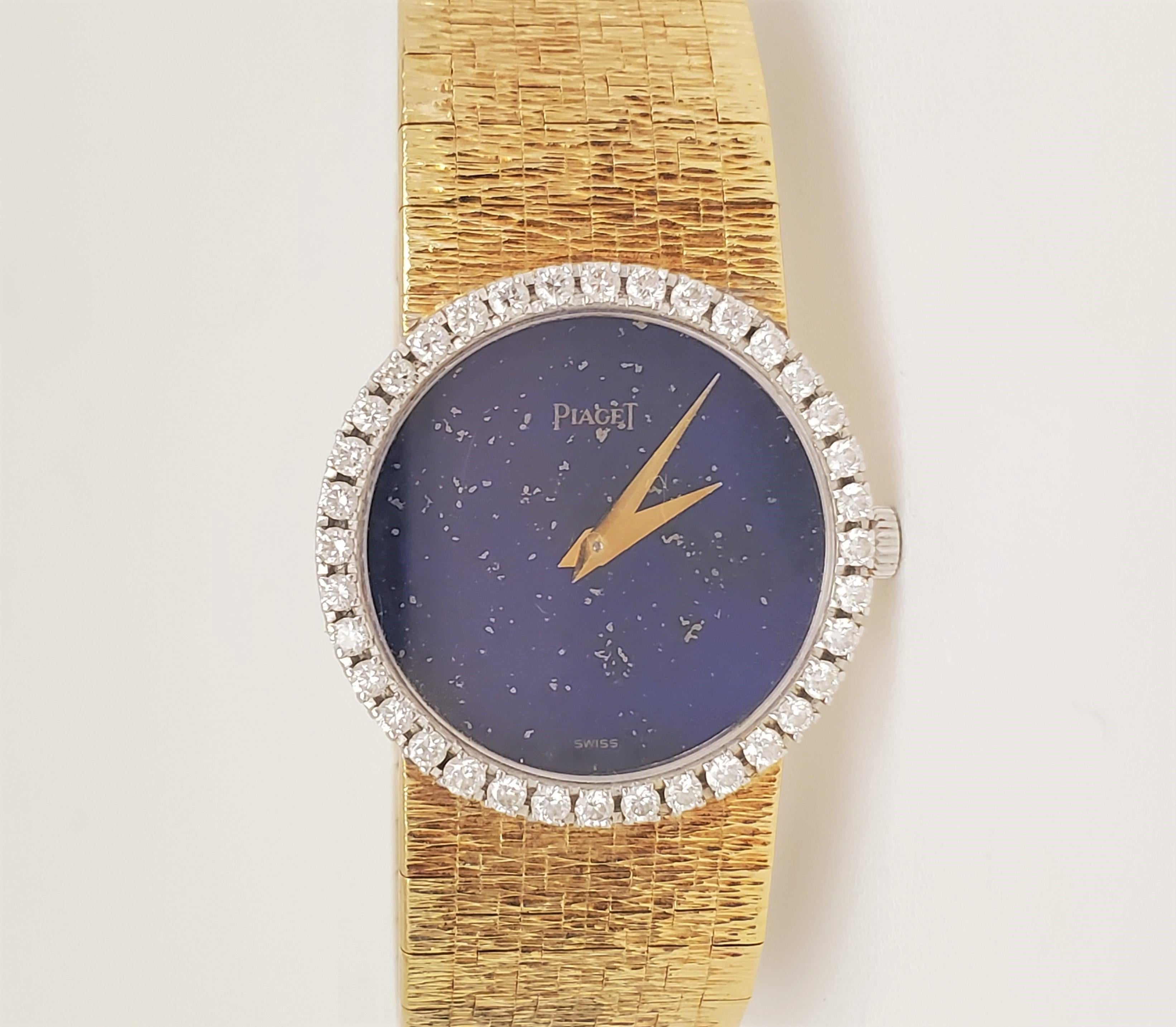 Piaget Yellow Gold Diamond and Lapis Dial Watch 5