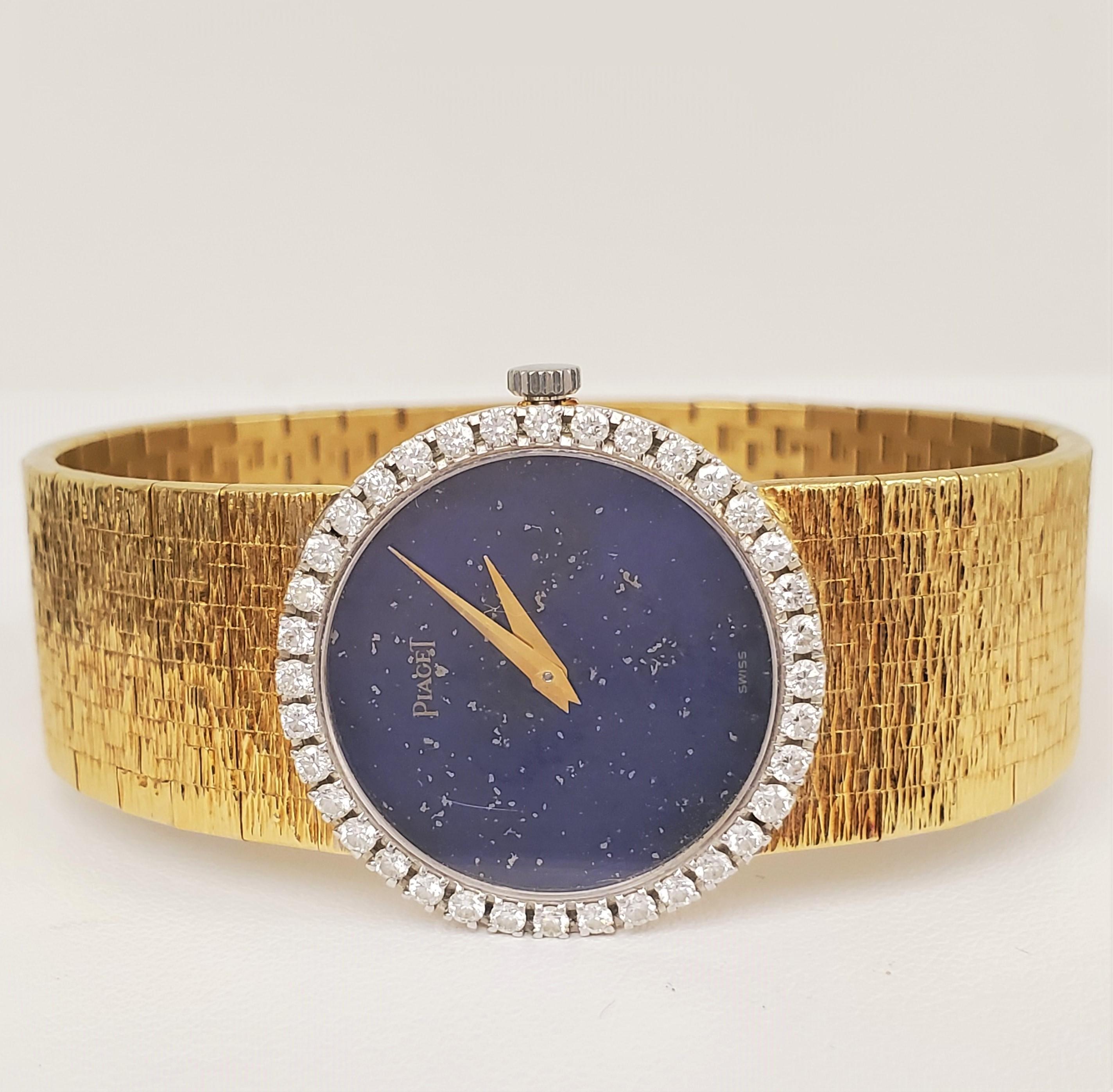 Piaget Yellow Gold Diamond and Lapis Dial Watch 4