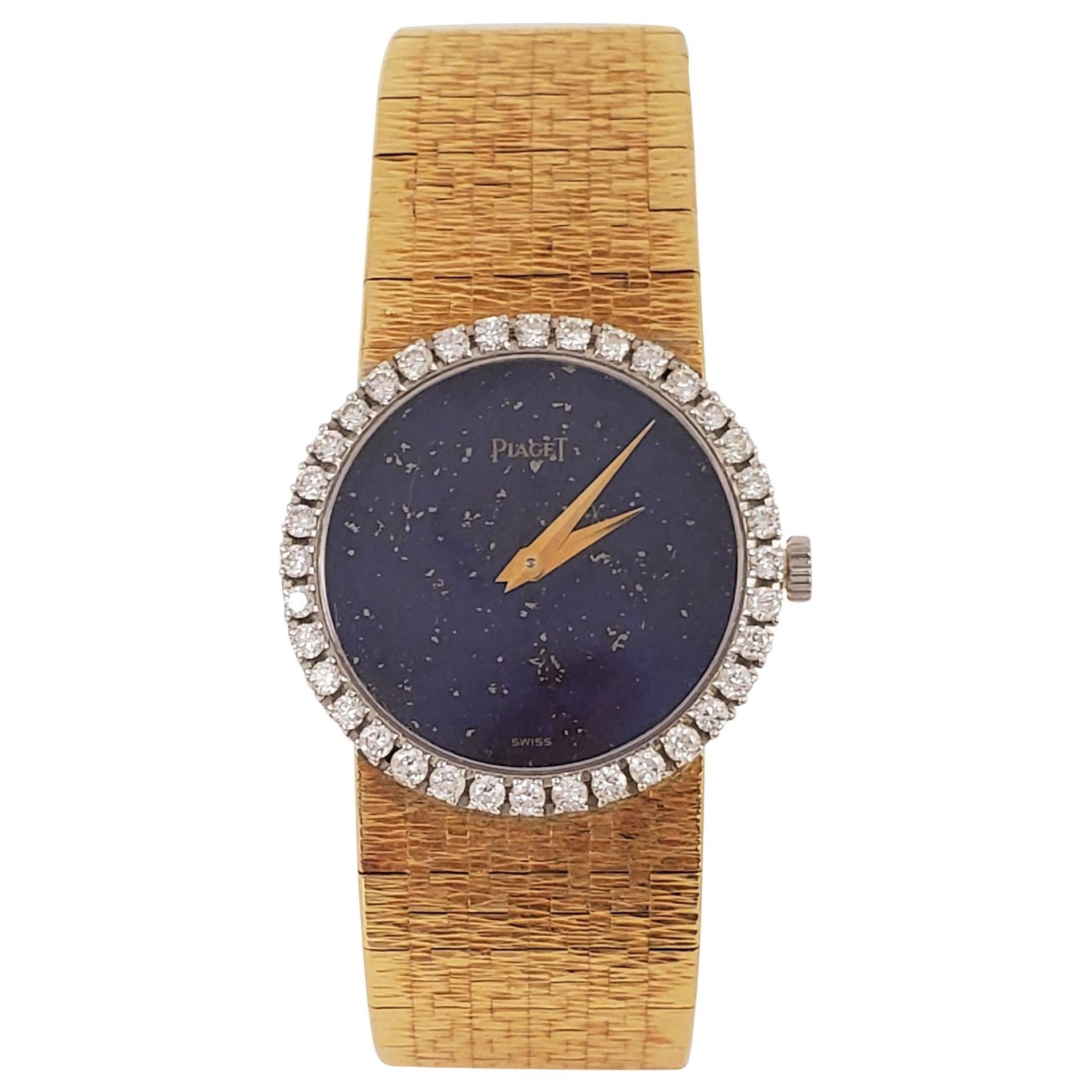Piaget Yellow Gold Diamond and Lapis Dial Watch