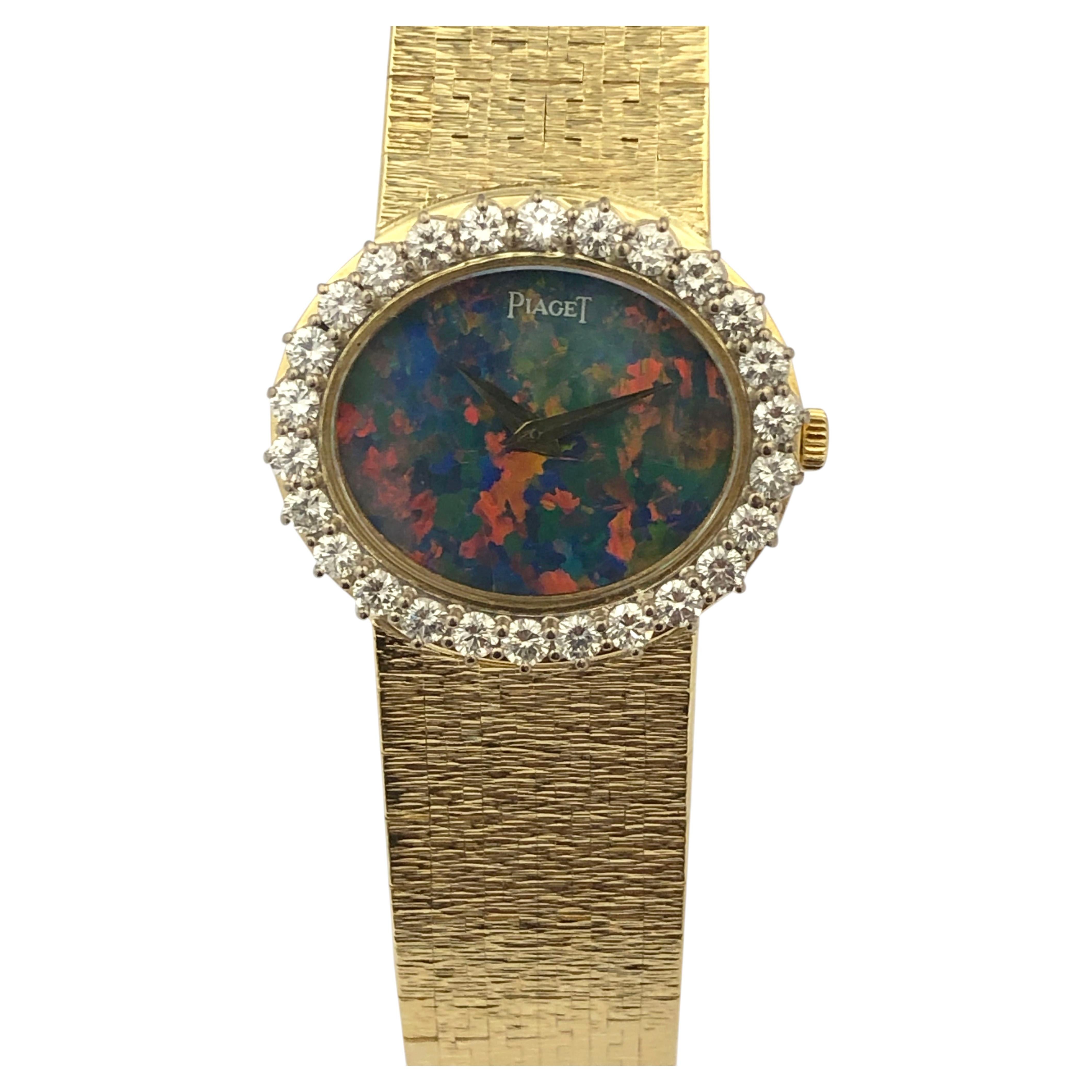 Piaget Yellow Gold Diamond and Opal Dial Ladies Quartz Watch For Sale