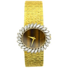 Piaget Yellow Gold Diamond Bezel Tigers Eye Dial Wristwatch Ref 9329A6 - 179549