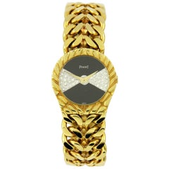 Piaget Yellow Gold Diamond Onyx Dial Wristwatch