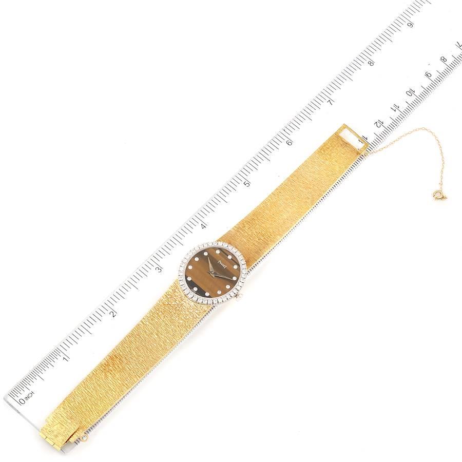Piaget Yellow Gold Diamond Tiger Eye Vintage Cocktail Ladies Watch 9826 For Sale 1
