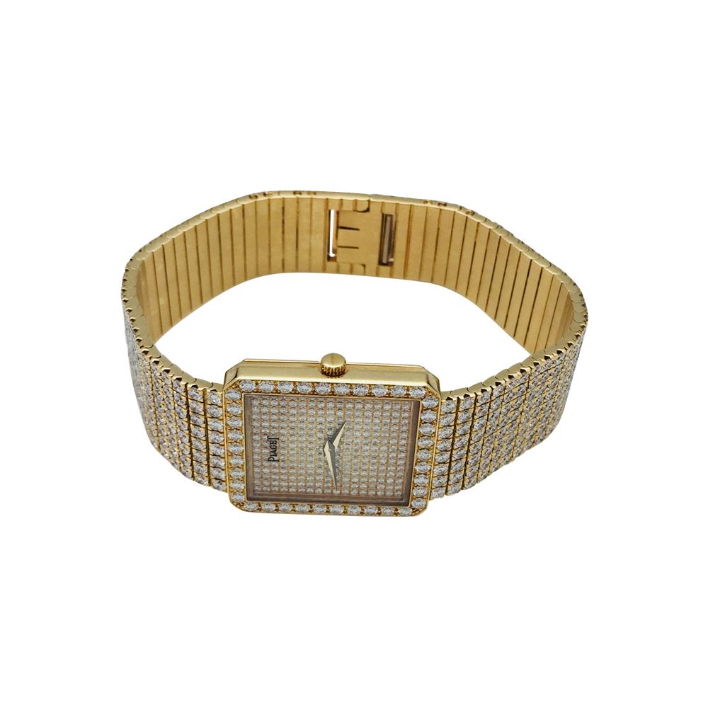 Round Cut Piaget Yellow Gold Diamond Wristwatch, circa 1990 