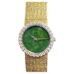 Piaget Gelbgold Diamanten und Jade Zifferblatt Damen mechanische Armbanduhr