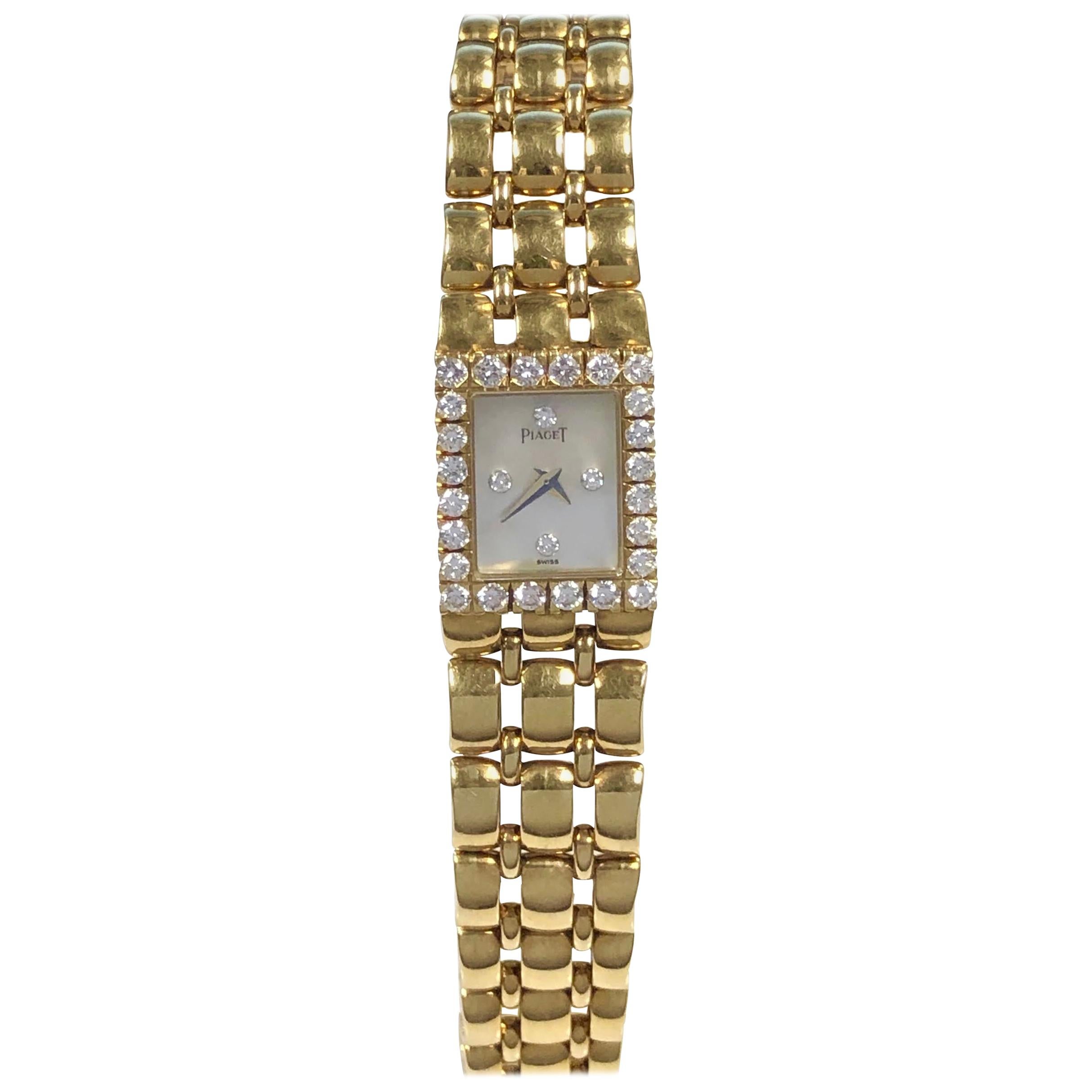 Piaget Yellow Gold Diamonds and Pearl Dial Ladies Quartz Wristwatch