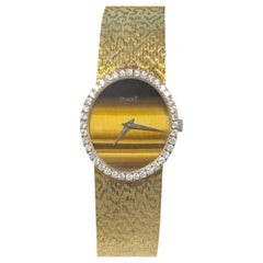 Piaget Yellow Gold Diamonds and Tiger Eye Dial ladies Mechanical Wrist Watch