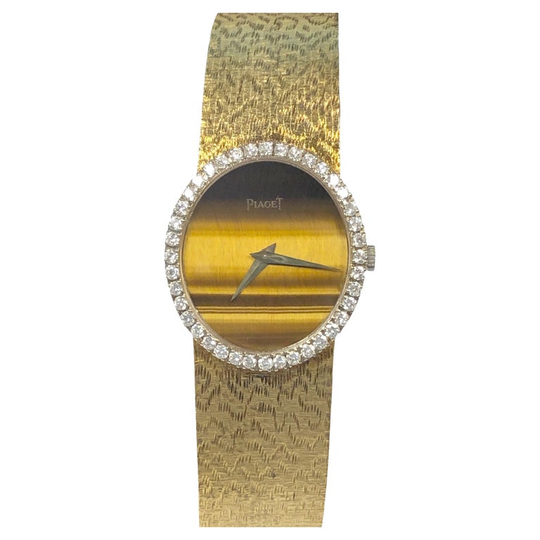 Piaget Yellow Gold Diamonds and Tiger Eye Dial ladies Mechanical Wrist