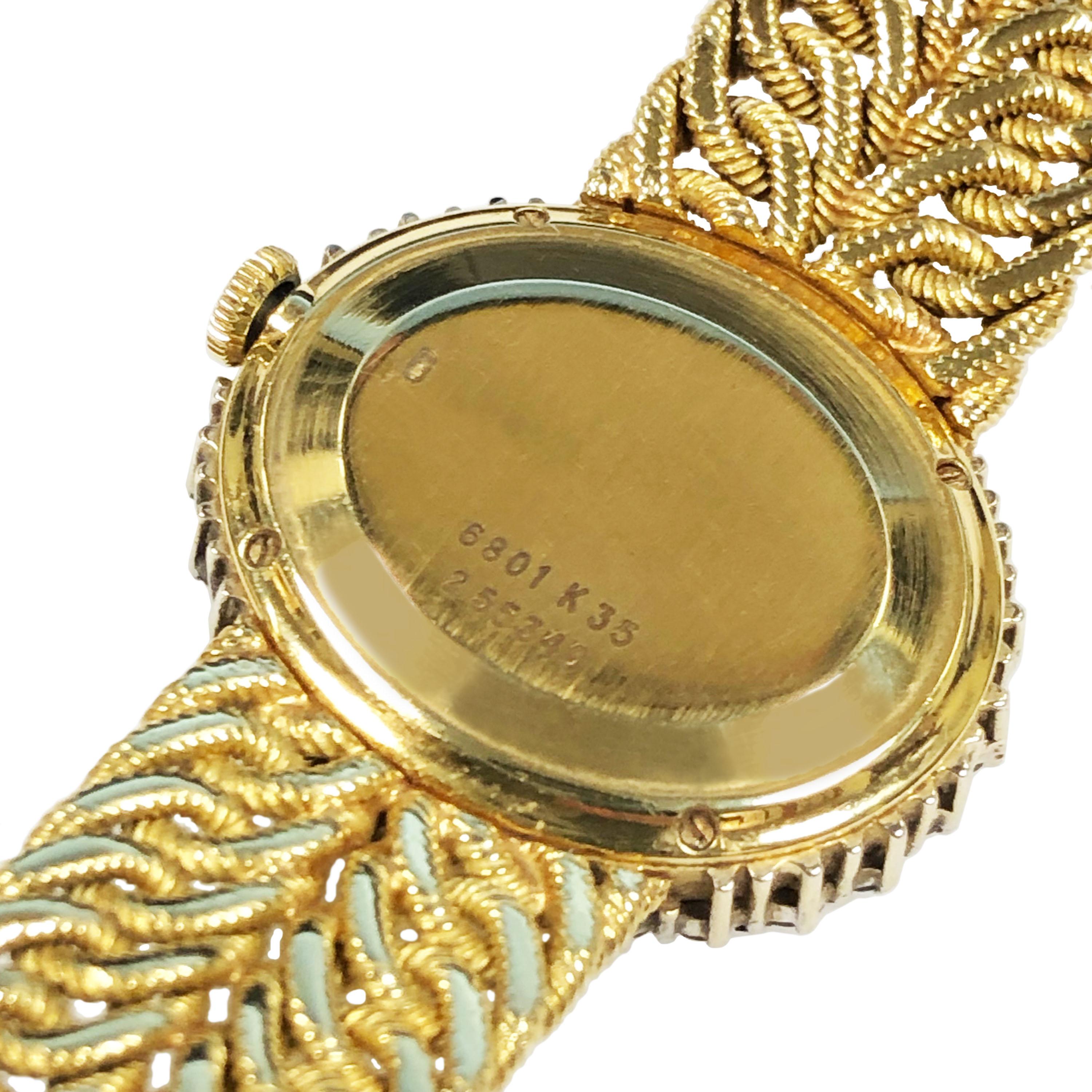 Piaget Yellow Gold Jadite Dial and Diamonds Ladies Wrist Watch In Excellent Condition In Chicago, IL