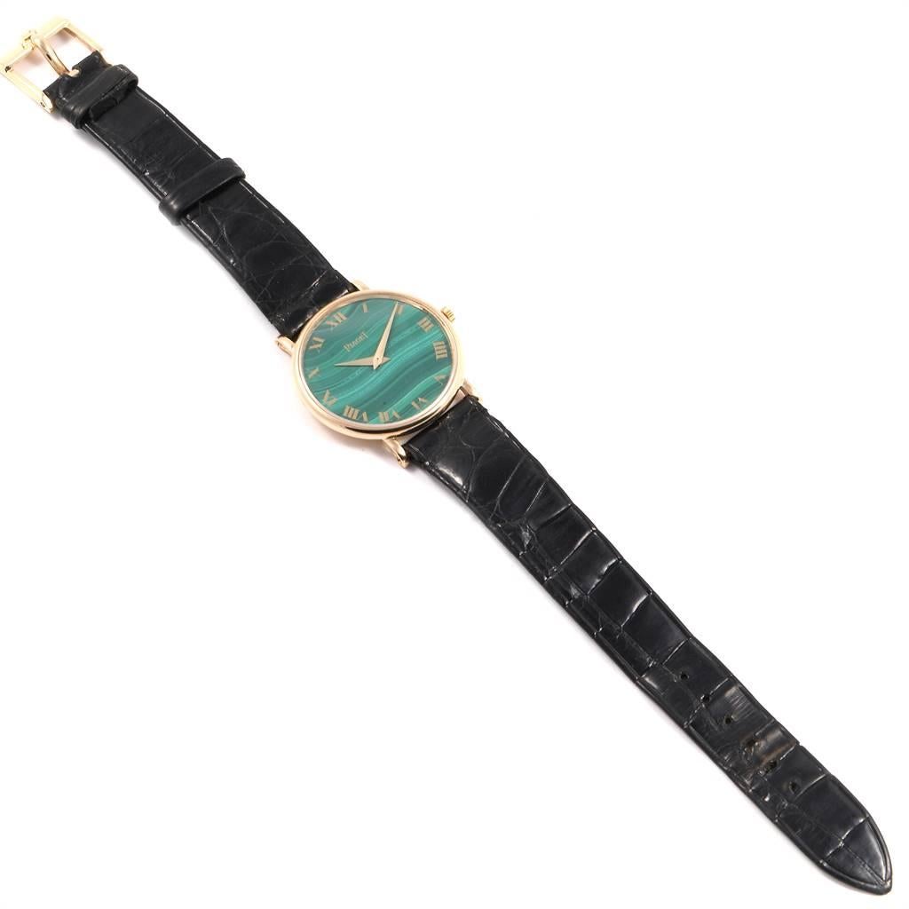 Piaget Yellow Gold Malachite Dial Vintage Ladies Watch 9015 For Sale 4