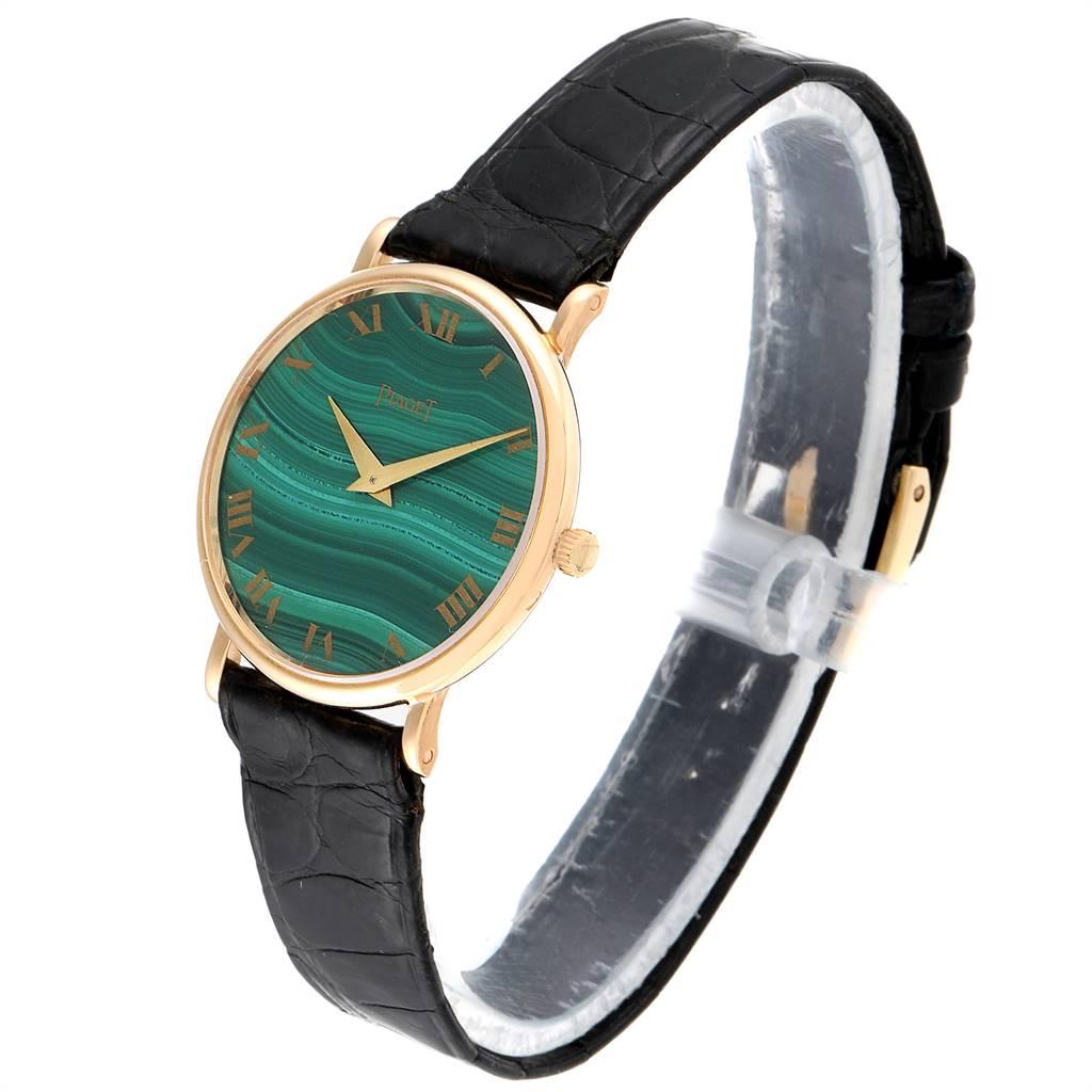 Tumbled Piaget Yellow Gold Malachite Dial Vintage Ladies Watch 9015 For Sale