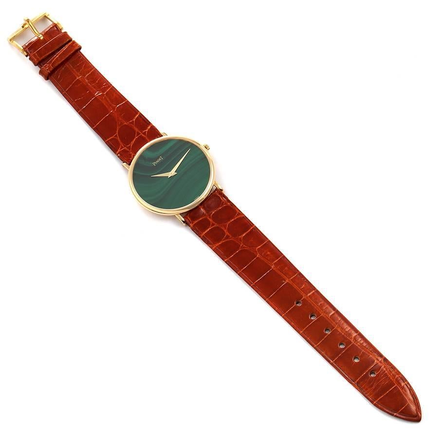 Piaget Yellow Gold Malachite Dial Vintage Mens Watch 9035 For Sale 2