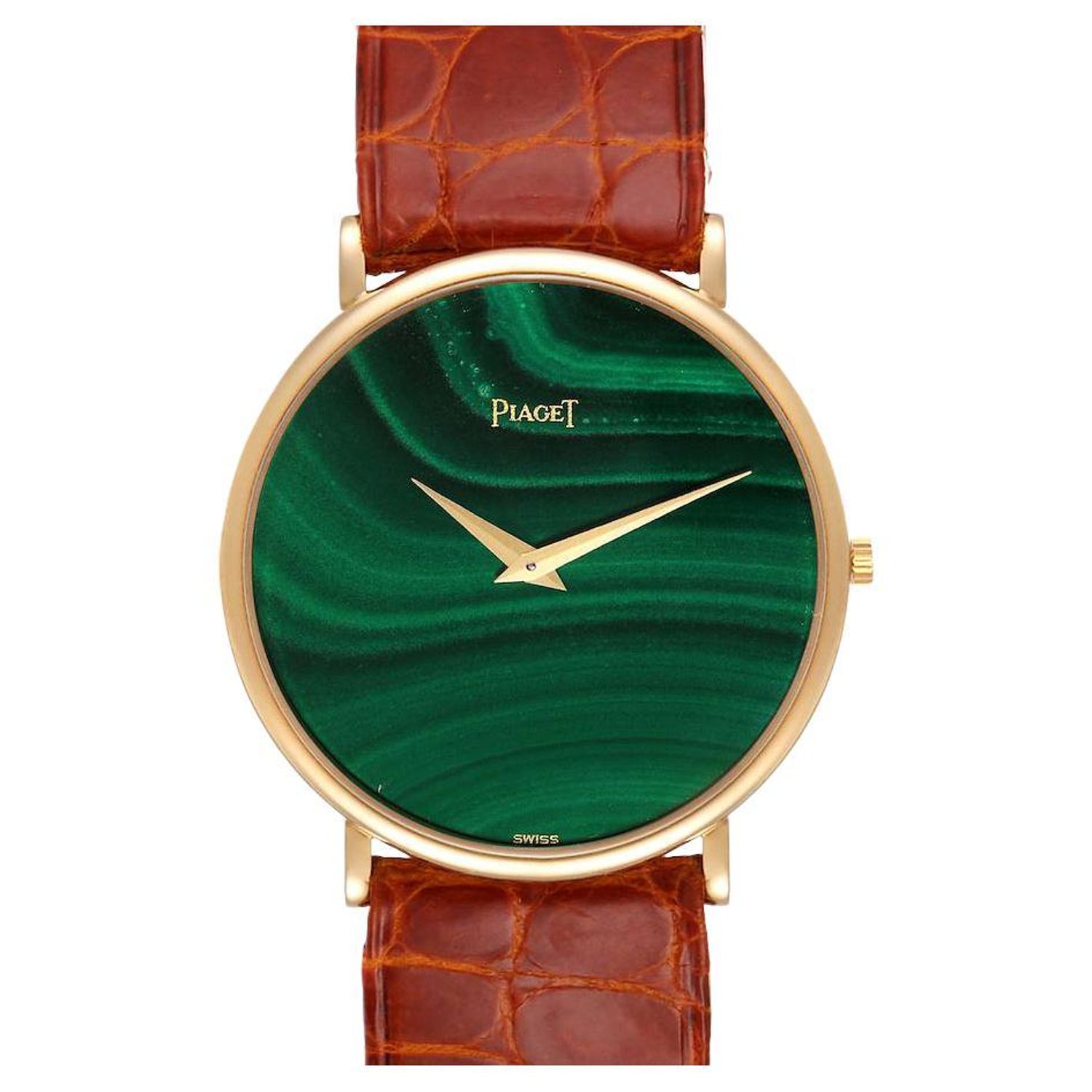 Piaget Yellow Gold Malachite Dial Vintage Mens Watch 9035 For Sale at  1stDibs