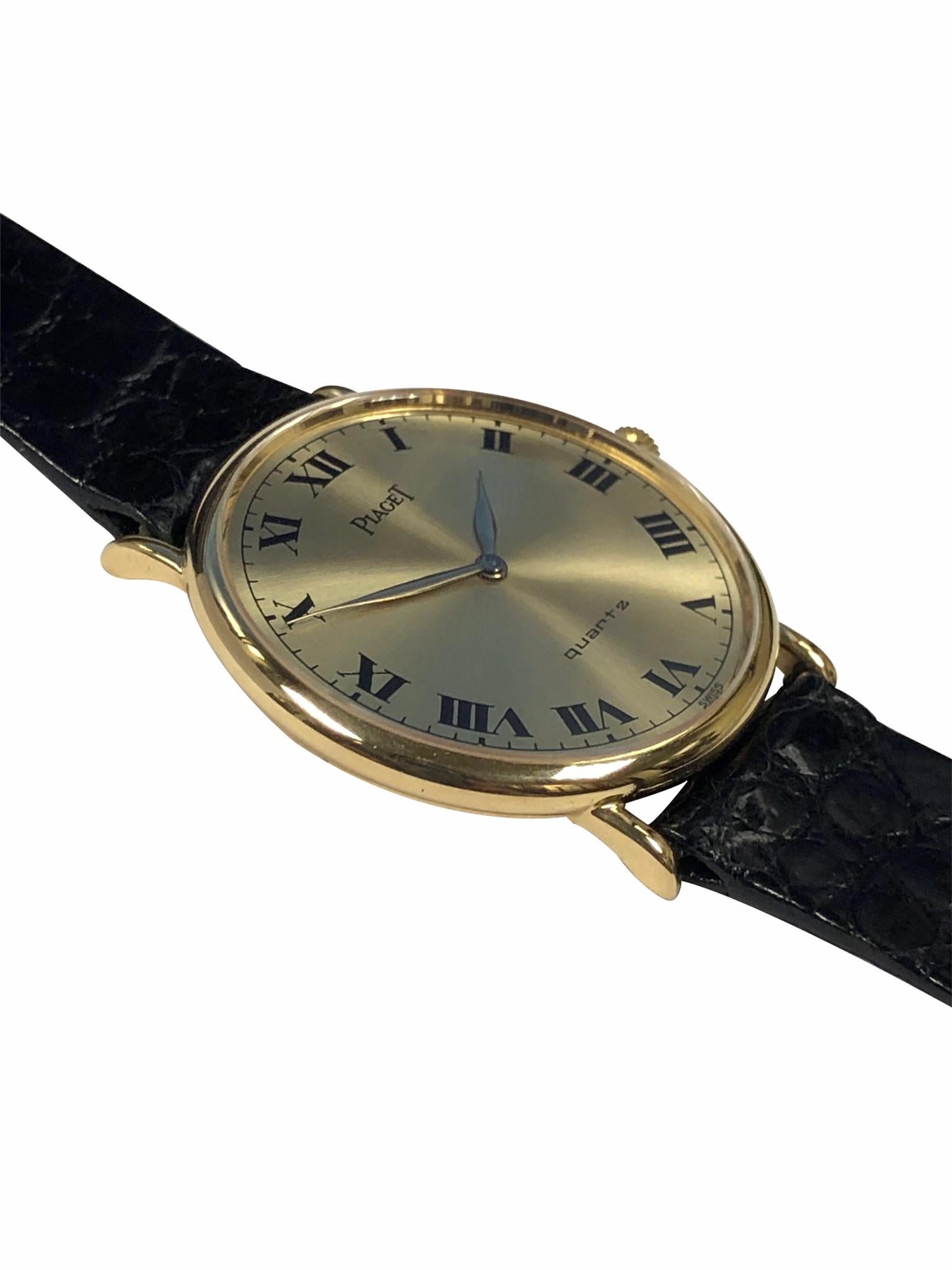 Piaget Yellow Gold Quartz Dress Wristwatch In Excellent Condition In Chicago, IL