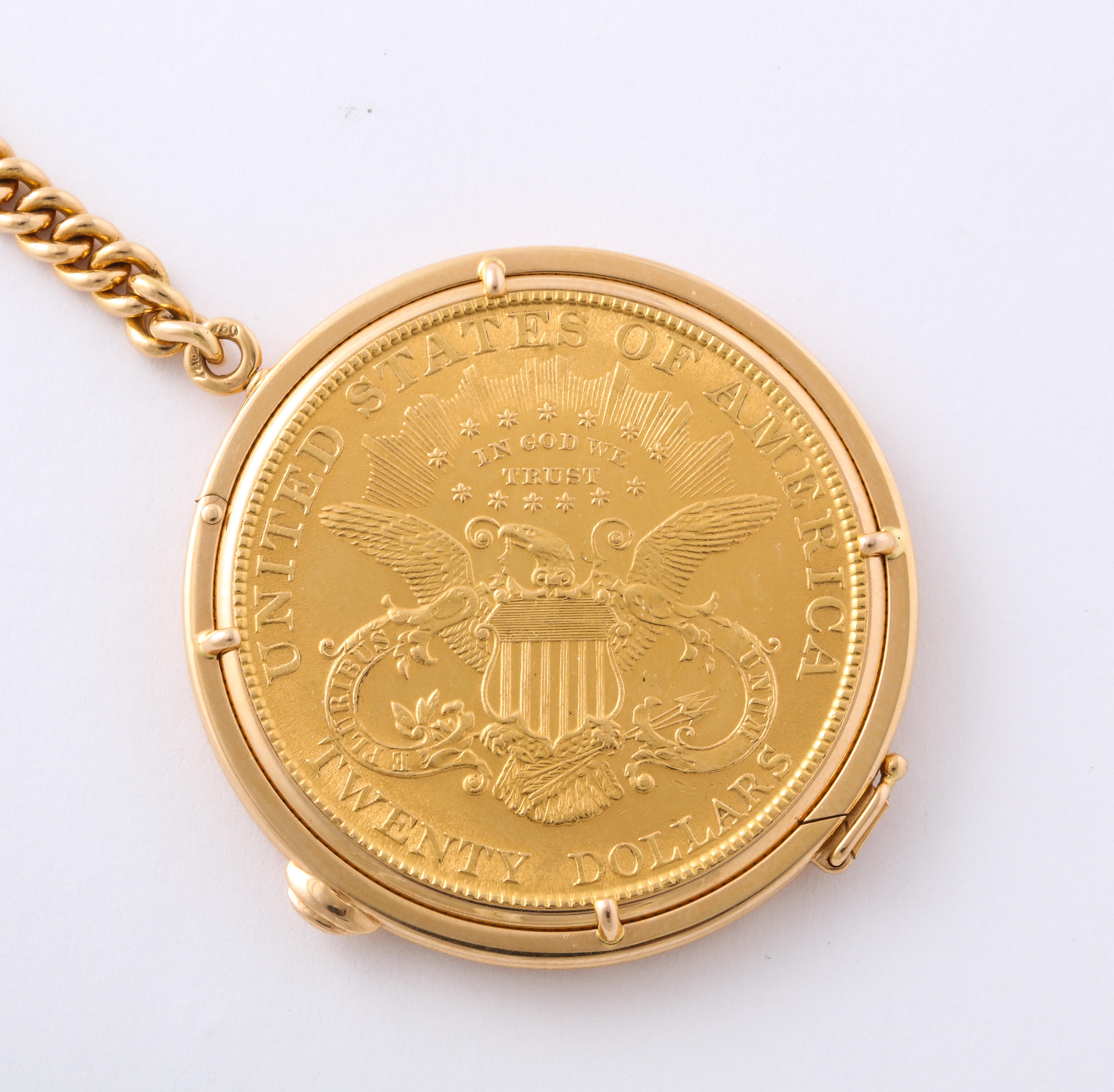 Piaget Yellow Gold Swiss Movement Magic Coin Pocket Watch In Good Condition For Sale In New York, NY