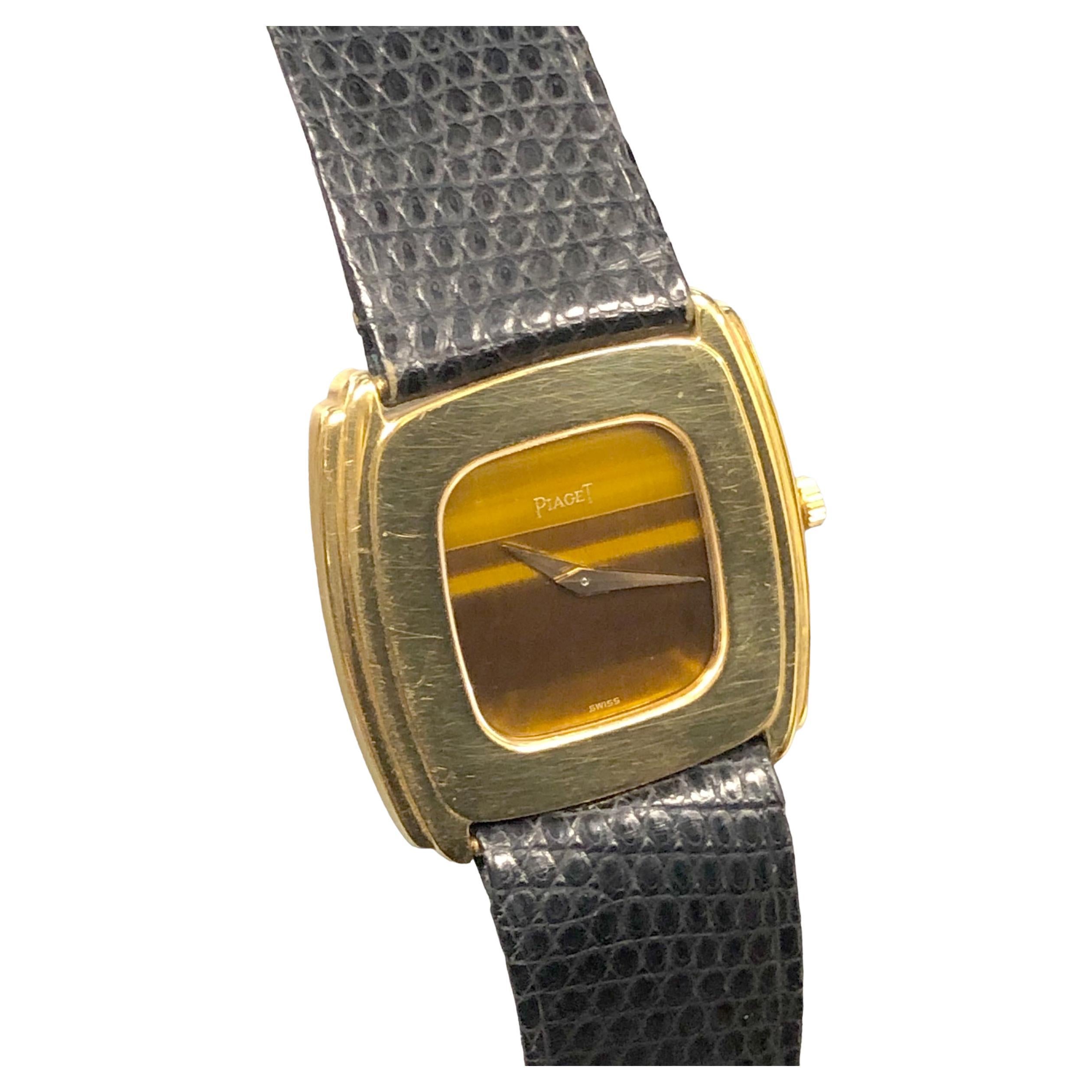 Piaget Yellow Gold Vintage Tiger Eye Dial Mechanical Wrist Watch