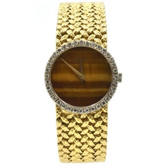 Piaget Yellow Gold Vintage Tiger's Eye Dial Automatic Wristwatch, 1980s  