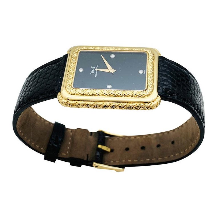 Piaget Yellow Gold Watch on a Leather Strap For Sale at 1stDibs