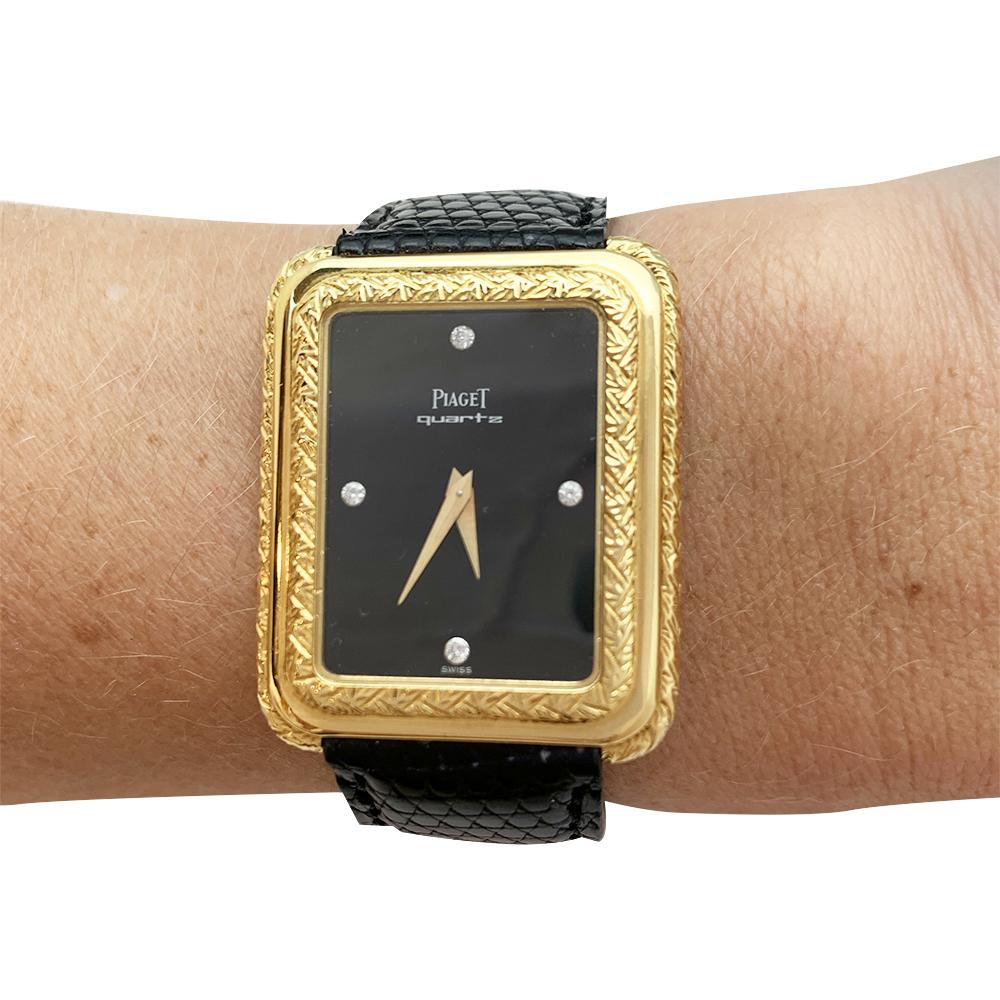 Modern Piaget Yellow Gold Watch on a Leather Strap For Sale