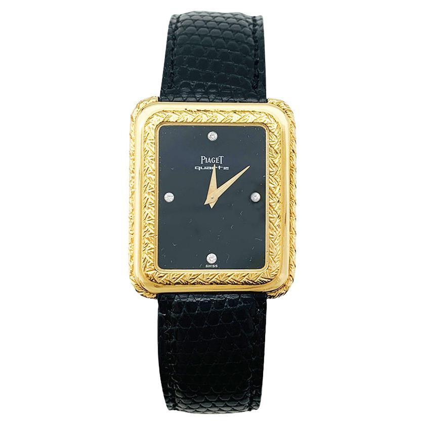 Piaget Yellow Gold Watch on a Leather Strap For Sale