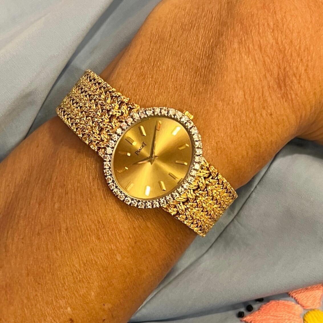 PIAGET Yellow Gold, White Gold and Diamond Watch In Excellent Condition For Sale In New York, NY