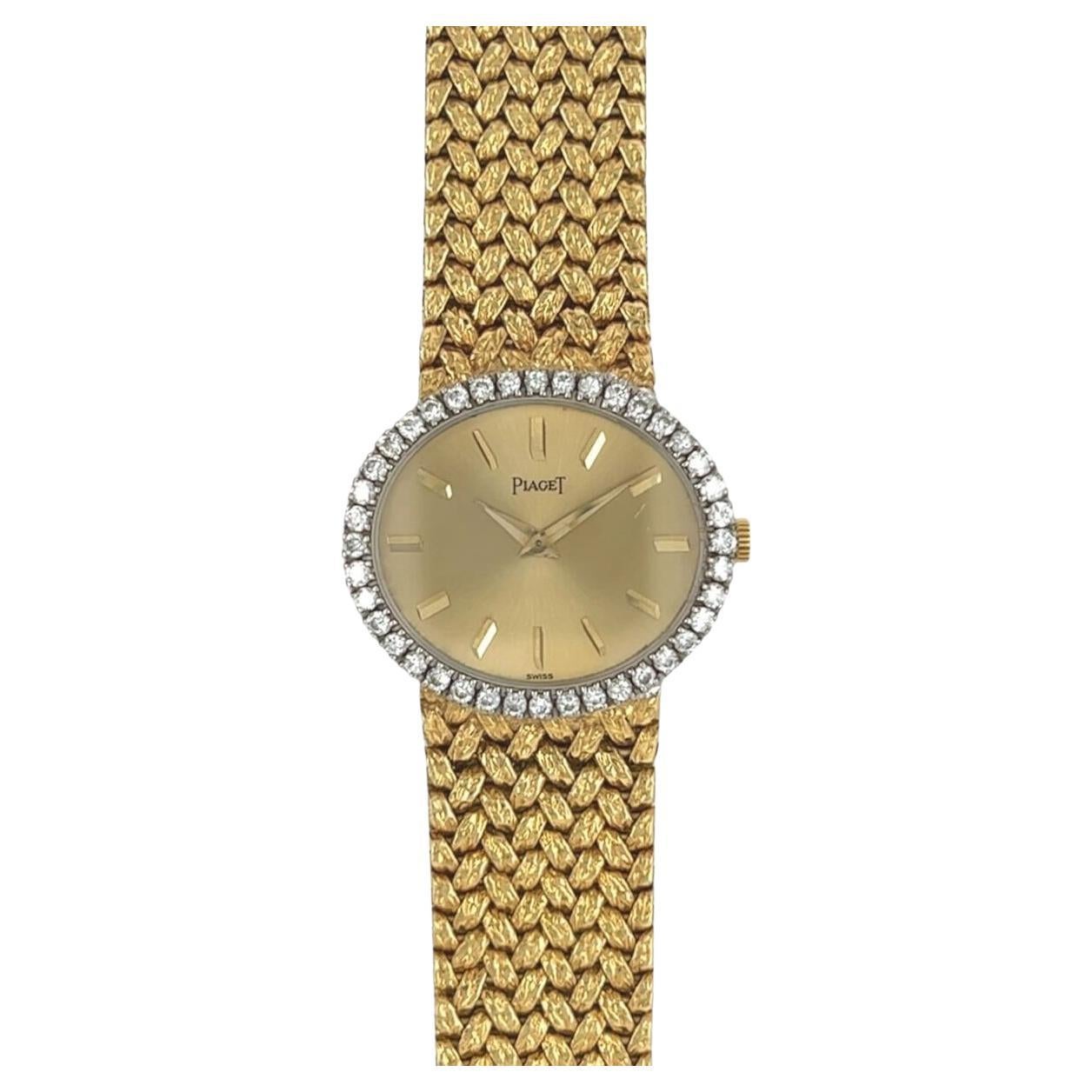 PIAGET Yellow Gold, White Gold and Diamond Watch For Sale