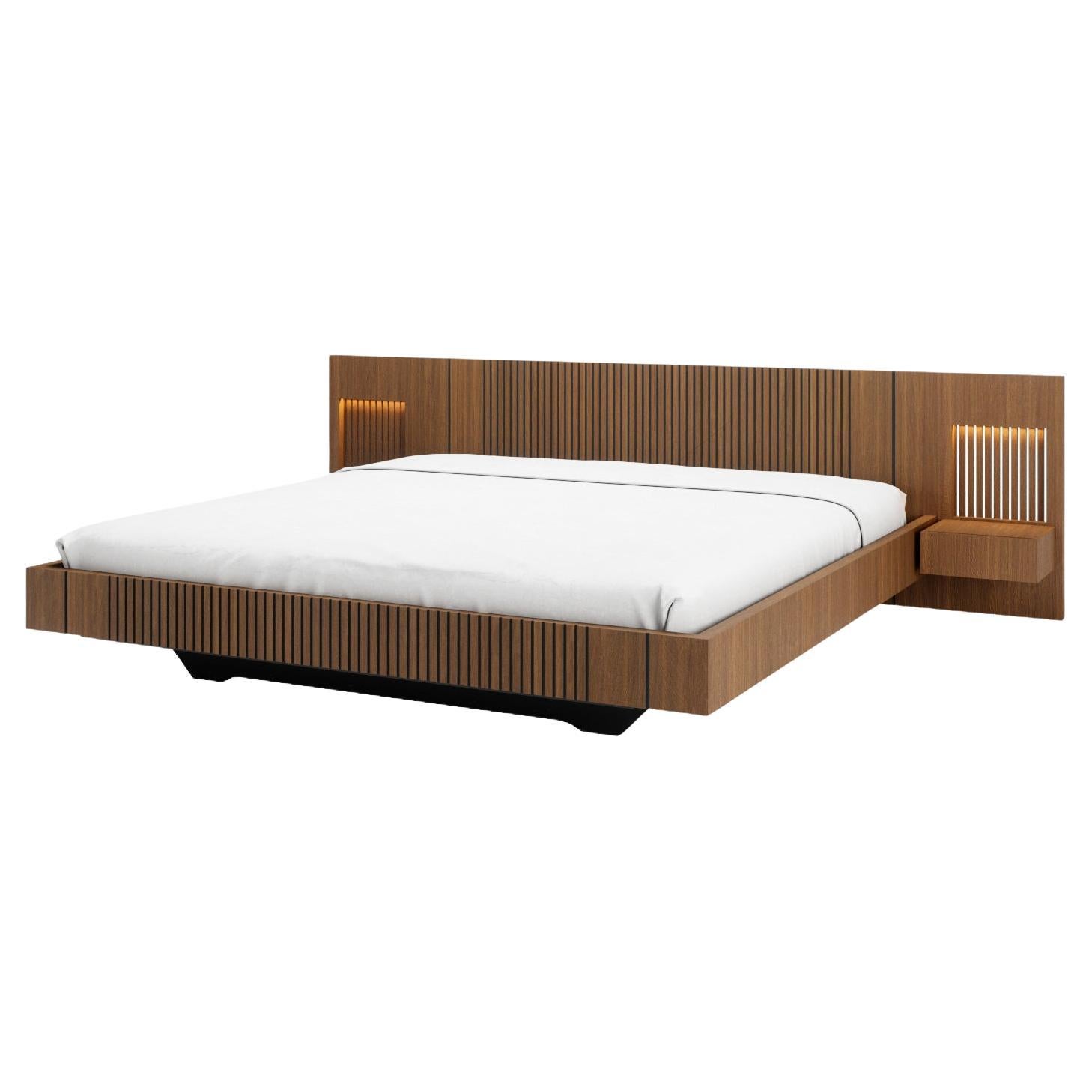 Piana 213cm Size Bed with 2 Drawers and Leds on Bed Head