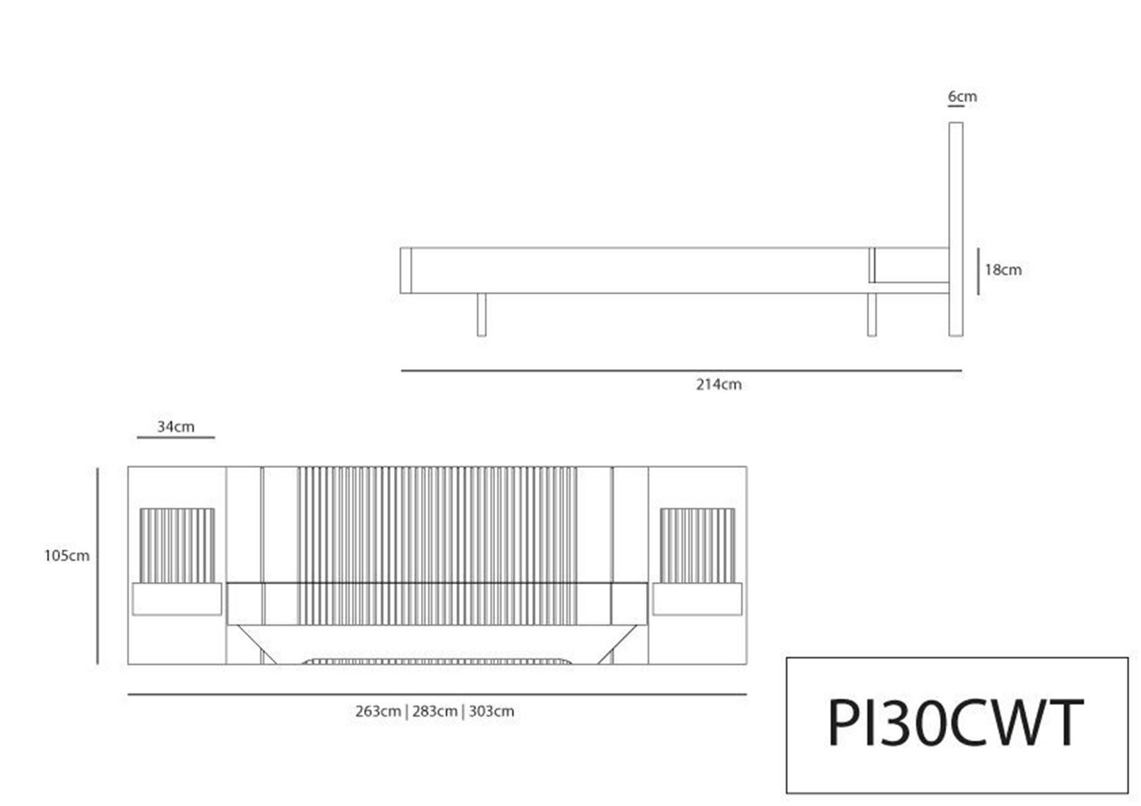 Piana 193cm Größebett mit 2 Schubladen ohne Leds (Handgeschnitzt) im Angebot
