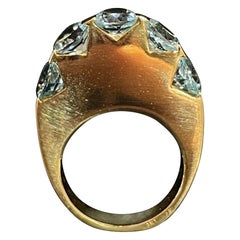 PIANEGONDA 18K Yellow Gold 3.55 Carat Blue Topaz Modernist Ring