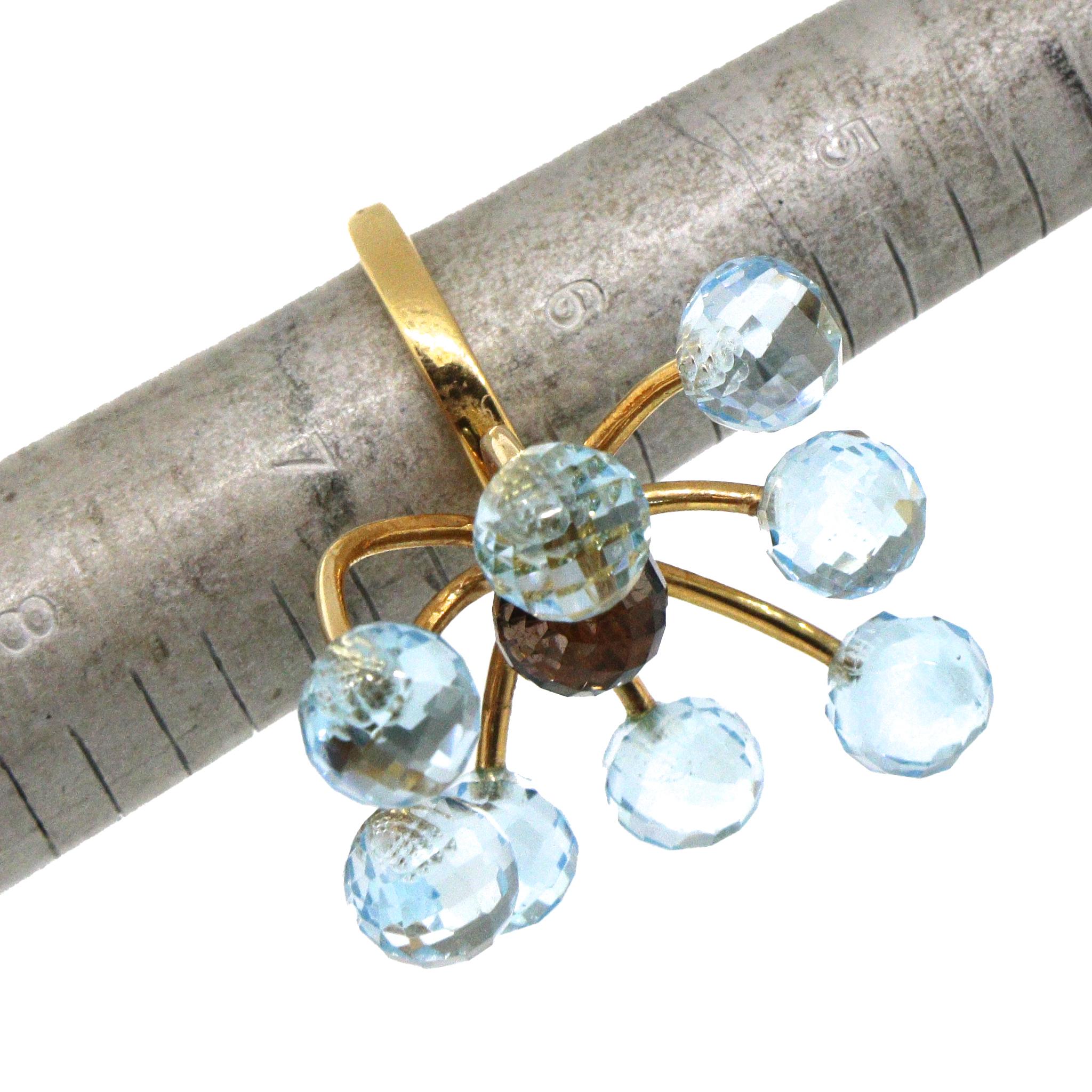 Women's Pianegonda Blue Topaz and Brown Quartz Atmosphere Ring For Sale