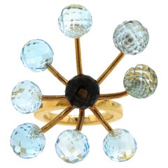 Pianegonda Blue Topaz and Brown Quartz Atmosphere Ring