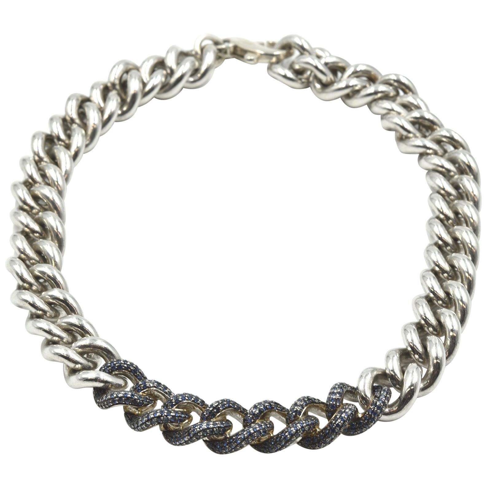 Pianegonda “Glitter” Sapphire and Sterling Silver Chain Necklace