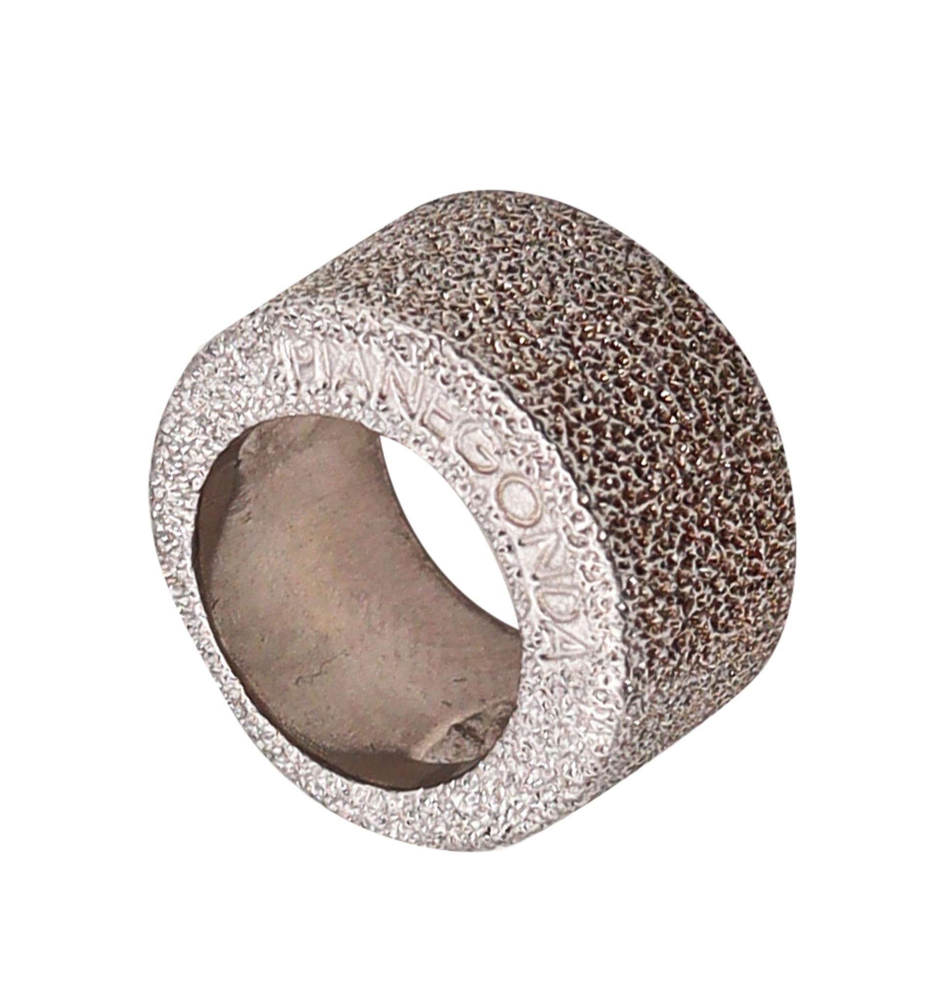 Pianegonda Sculptural Band Ring In Solid Textured .925 Sterling Silver For Sale