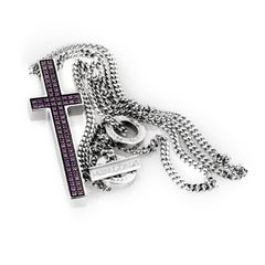 Pianegonda Silver and Ruby Cross Pendant Necklace