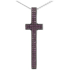 Pianegonda Silver and Ruby Cross Pendant Necklace CAVE0822