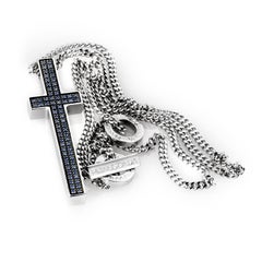 Pianegonda Silver and Sapphire Cross Pendant Necklace CAVE0822