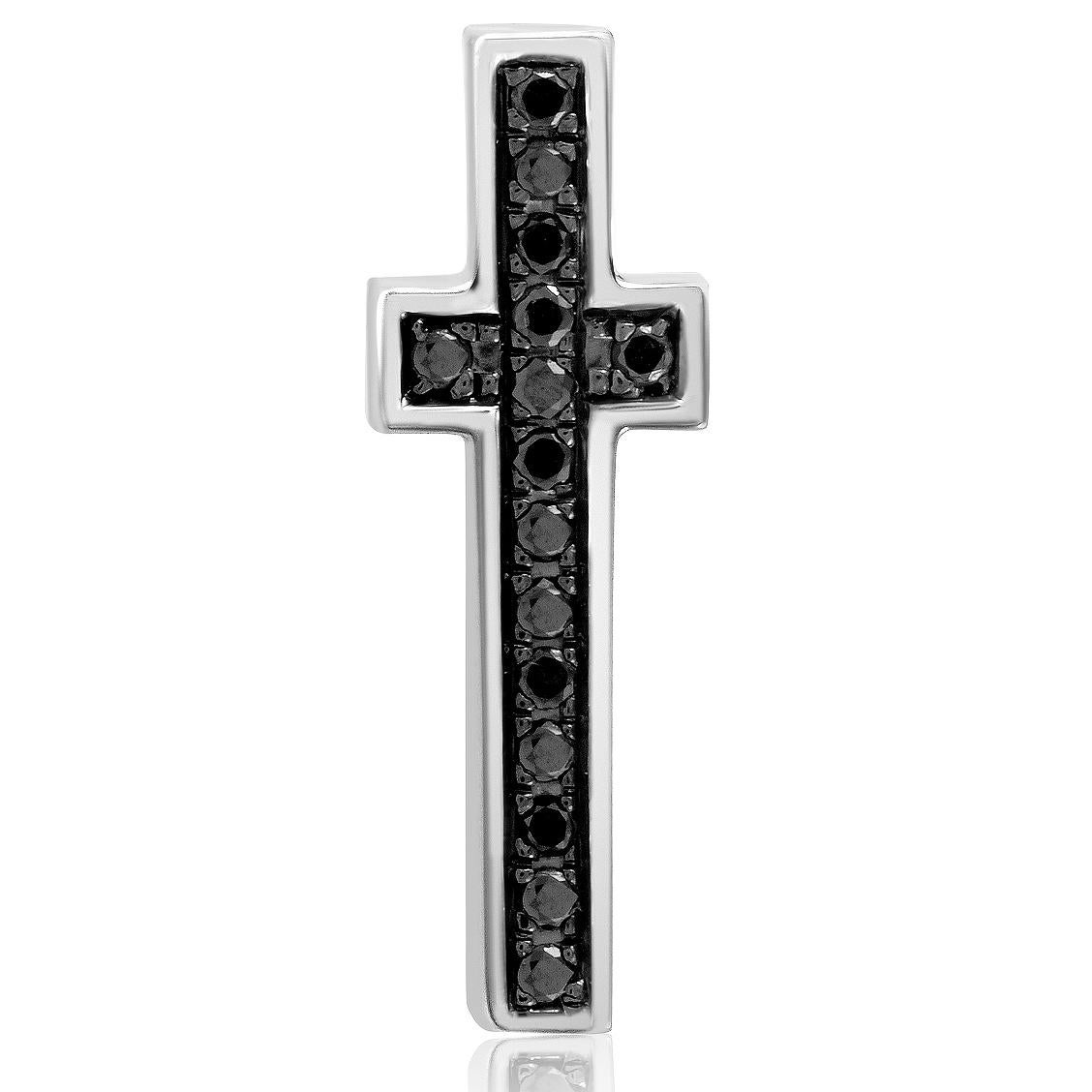 Pianegonda Sterling Silver and Black Diamond Cross Tie Pin In New Condition For Sale In Southampton, PA