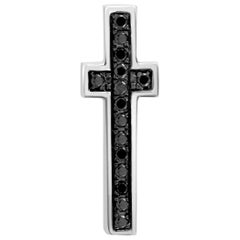 Used Pianegonda Sterling Silver and Black Diamond Crucifix Tie Pin
