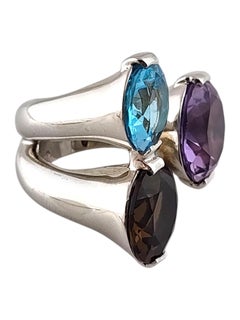 Pianegonda Anillo de Plata de Ley con Piedras Multicolores Talla 6.75 #20102