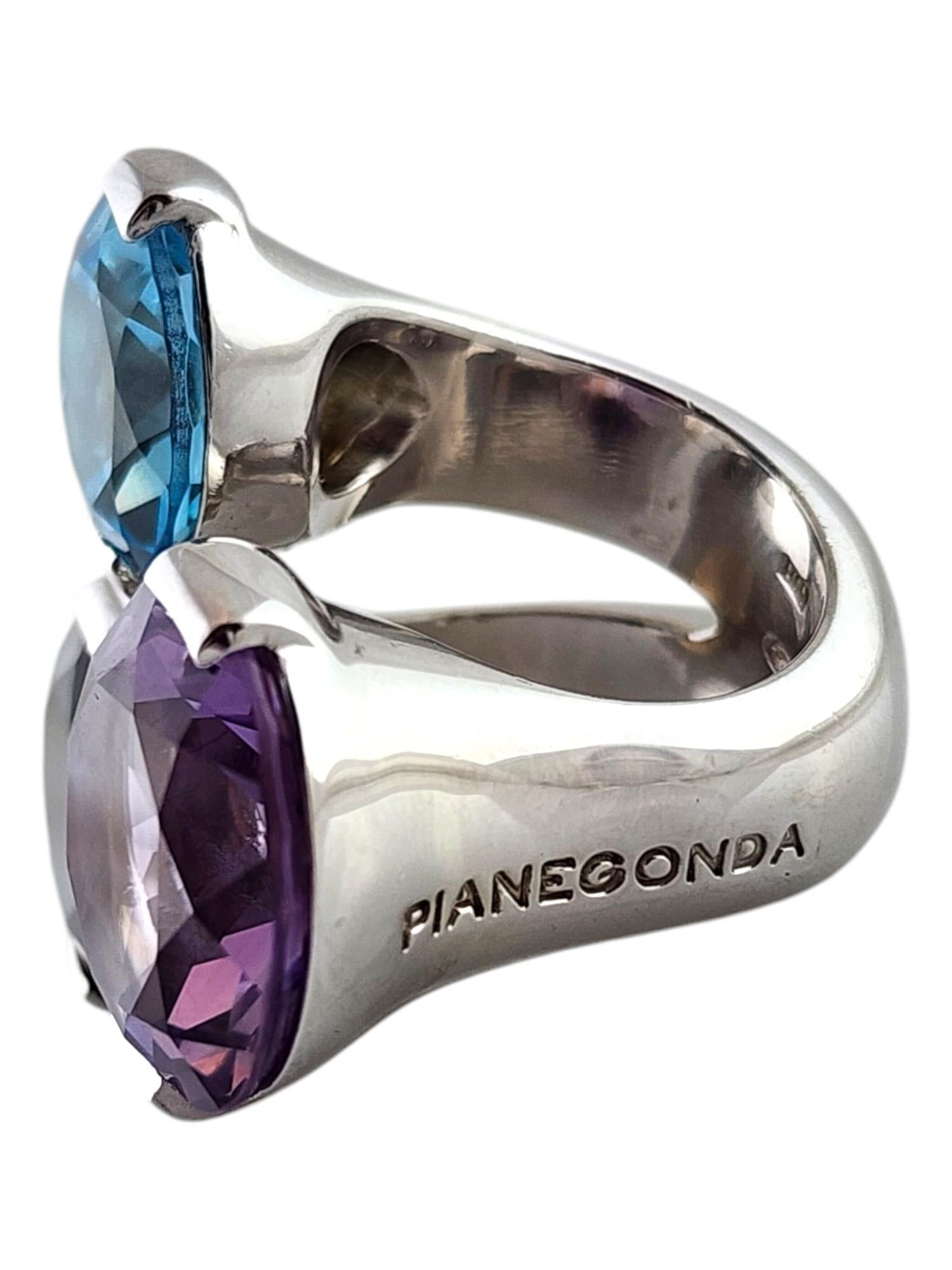 Pianegonda Sterling Silver Multicolored Gemstone Ring Size 6.75 #20102 In Good Condition For Sale In Washington Depot, CT